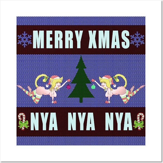 Neko Sisters Christmas Sweater Wall Art by SFFMuseElsa